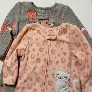 *PJ Bundle, 2pc*  Footed Fleece PJs 12M Baby Girl